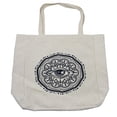 thumbnail image 1 of Occult Shopping Bag, Realistic Retro Eye Pattern in Round Eastern Mandala Form Micro Cosmos Design Print, Eco-Friendly Reusable Bag for Groceries Beach and More, 15.5" X 14.5", Cream, by Ambesonne, 1 of 2