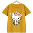 thumbnail image 3 of Hello Kitty, ropa de verano de manga corta de algodón para niñas, camiseta con estampado de dibujos animados, camisa inferior fina de media manga para niños, 3 of 4