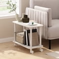 thumbnail image 2 of Furinno Turn-N-Tube Modern Rectangle End Table, Side Table with Casters, White/White, 2 of 9