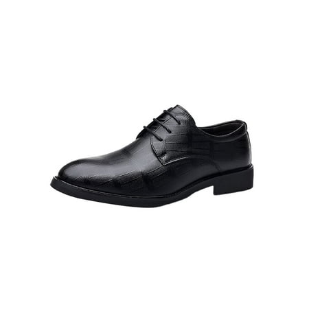 

Wazshop Men Dress Shoes Formal Leather Shoe Lace Up Oxfords Lightweight Business Derby Mens Fashion Glossy Black Style B 7.5