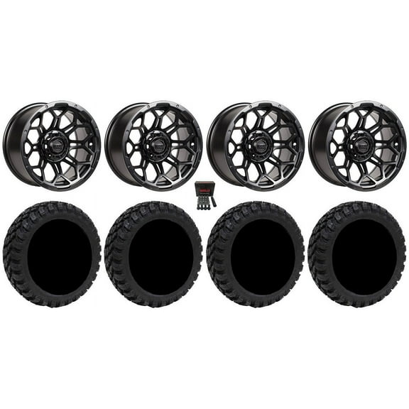 GTW Bravo 14" Golf Cart Wheels Black 23" Nomad Tires Yamaha