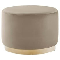 Ottoman Accent Chair, Taupe Gray Natural, Velvet, French Living Lounge Cafe Lobby Hospitality Restaurant, Modern Contemporary Boutique HB36592