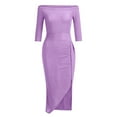 thumbnail image 4 of Sngxgn Women's A Line Midi Dress Straps V Neck Slit Party Slip Dress(Purple,XXXXL), 4 of 5