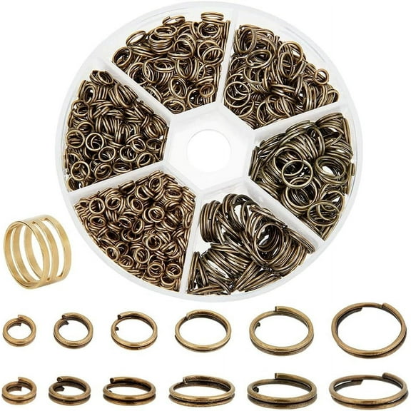 PH 900 Pcs 6 Sizes 4/5/6/7/8/10mm Iron Split Rings Double Loop Jump Ring for Jewelry Making Bronze Bronze