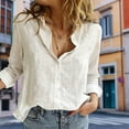thumbnail image 4 of Chemisier Femme Manches Longues Coton Lin Simple Mode Respirant Tenue Quotidienne, 4 of 9