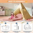 thumbnail image 4 of COZONY 2-in-1 Kids Sofa Chair, Convertible Toddler Couch Lounger, Fold-Out Teddy Fleece Sofa Bed, 4 of 7