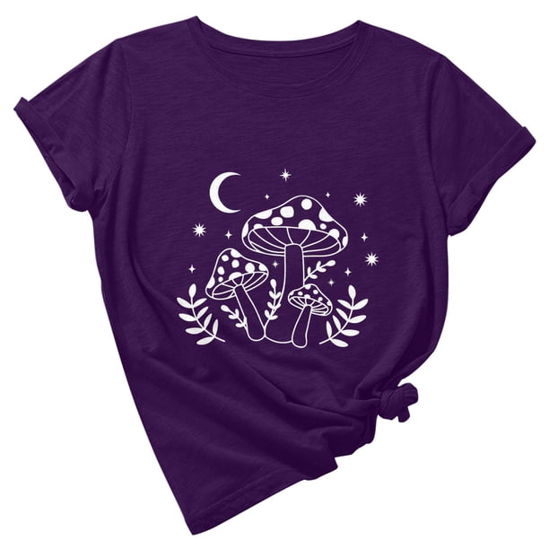 Camiseta de manga corta con cuello redondo y estampado de jersey suelto de verano para mujer Camiseta/camisa de manga corta con cuello redondo Pompotops hfajkhk141923