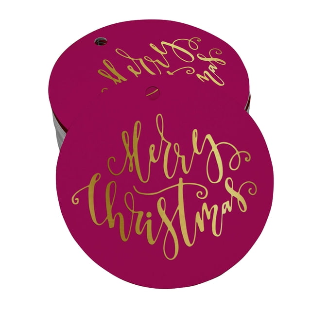 Inkdotpot 50 Pack Real Gold Foil Paper Tags Merry Christmas Favor Hang Tags