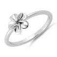 thumbnail image 2 of 925 Sterling Silver Platinum Plated Single Plumeria Flower Women Valentines Day Gifts Ring, 2 of 4