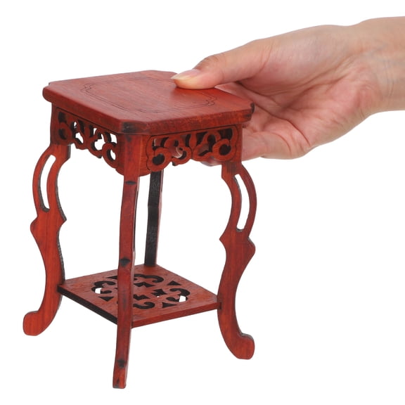 SEWCHICS Dark Red Hardwood Plant Stand with Flower Pot Display Rack Pedestal for Living Room Decor, Wood Holder, 1 Set