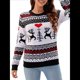 thumbnail image 2 of Suéter de Punto de Larga con Cuello Redondo para Mujer, Suéter Informal Grueso para Otoño e Invierno XL, 2 of 8