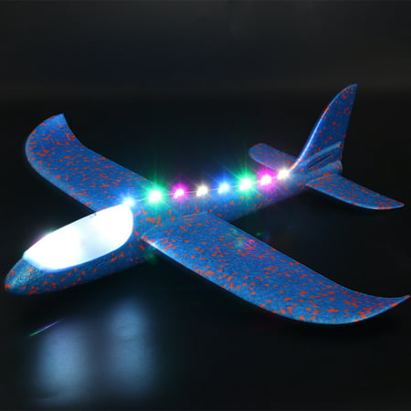 Foam Throwing Glider Airplane LED Night Flying Aircraft Toy Airplane Model