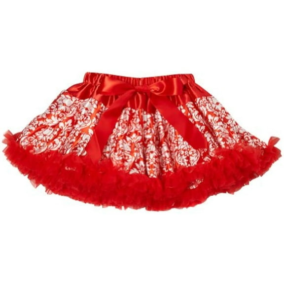 Red Girls Damask Pettiskirt, Size 3/4