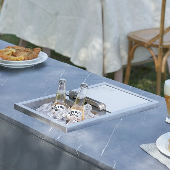 KFFKFF 18"x12"x14.5" Drop in Ice Chest Ice Cooler Ice Bin Stainless Steel w/Cover