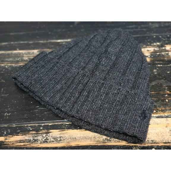 Polo Ralph Lauren Black Pony Charcoal Gray Cuff-Fold Signature Beanie Hat