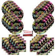Glow Party Supplies Bundle Pack for 16 (Plus Party Planning Checklist by Mikes Super Store)