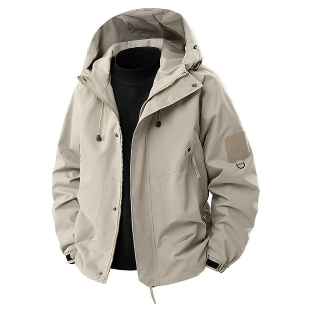 LNWUY Manteau Imperméable de Randonnée pour Homme avec Fermeture Éclair, Poche, Coupe-Vent, Camping, Vélo, Course, Randonnée, Jaune, m