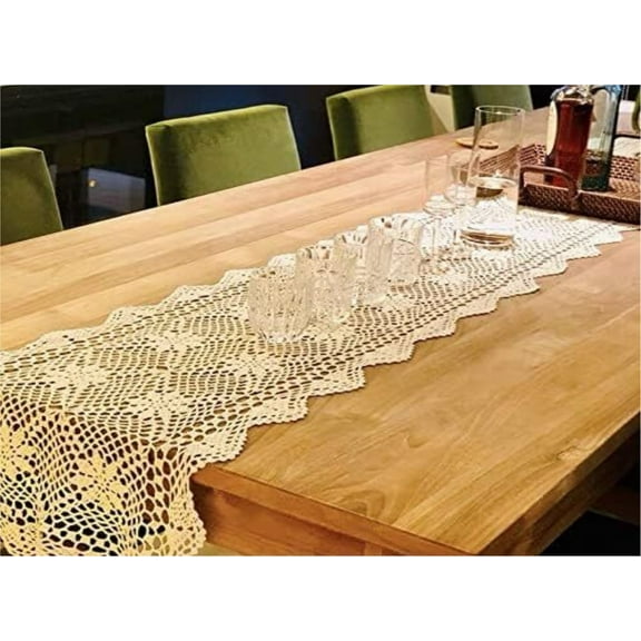Cotton Handmade Crochet lace Table Runners Rectangular Tablecloth Doily Doilies Table Dresser Scarf Décor