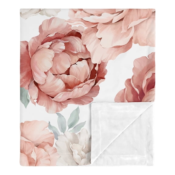 Sweet Jojo Designs Peony Floral Garden Pink and Ivory Baby Security Blanket