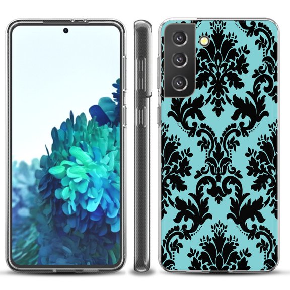 Slim-Fit TPU Protective Phone Case compatible with Samsung Galaxy S21  5G / S21 PLUS 5G, by OneToughShield ® - Victorian Blue/Black