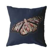 Amrita Sen Rustic Butterfly Broadcloth Indoor Outdoor Zippered Pillow Denim