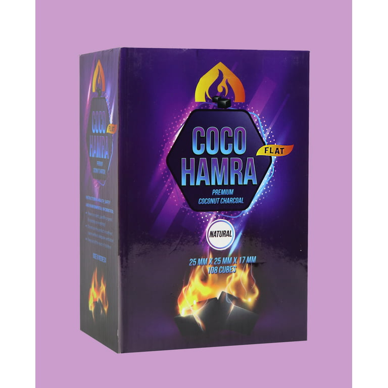 Coco Hamra* Natural Coconut Shell Charcoal Flat- 108pcs Coals (2.7lbs) -  Made from Natural Coconut Incense Briquettes, Made in Indonesia, 25mm  Charcoal Incense Flat