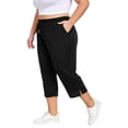 thumbnail image 4 of Capri Pants for Women Plus Size Casual Elastic Waist Loose Fit Yoga Sweatpants with Pockets Activewear, 4 of 6