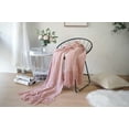 thumbnail image 2 of Fennco Styles Irregular Rhombus Diamond Knit Fringe Throw Blanket 50" W x 60" L – Pink Geometric Woven Blanket for Couch, Bedroom and Living Room Décor, 2 of 5