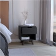 thumbnail image 4 of JERFIT Modern Nightstand with Drawer, Open Shelf, Wood Legs for Bedroom, Black Finish, 4 of 7