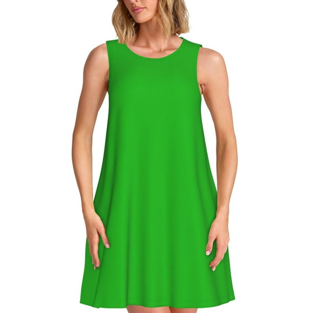 Balery Green Vestidos de verano para mujer con estampado: vestido holgado sin mangas, vestido playero informal y cómodo para días calurosos.