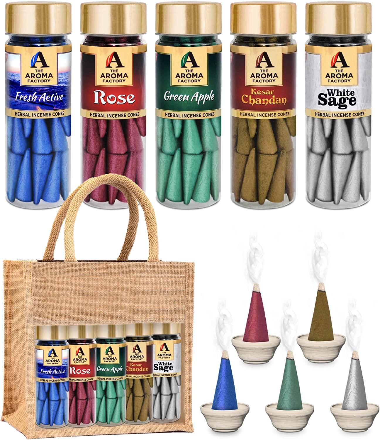 The Aroma Factory Organic Incense Cones No Charcoal No Bamboo Non