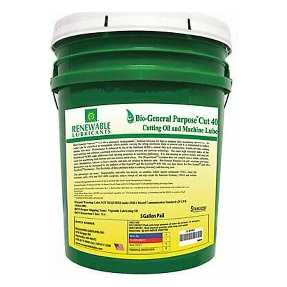 Renewable Lubricants Cutting Oil,5 gal,Bucket 86834