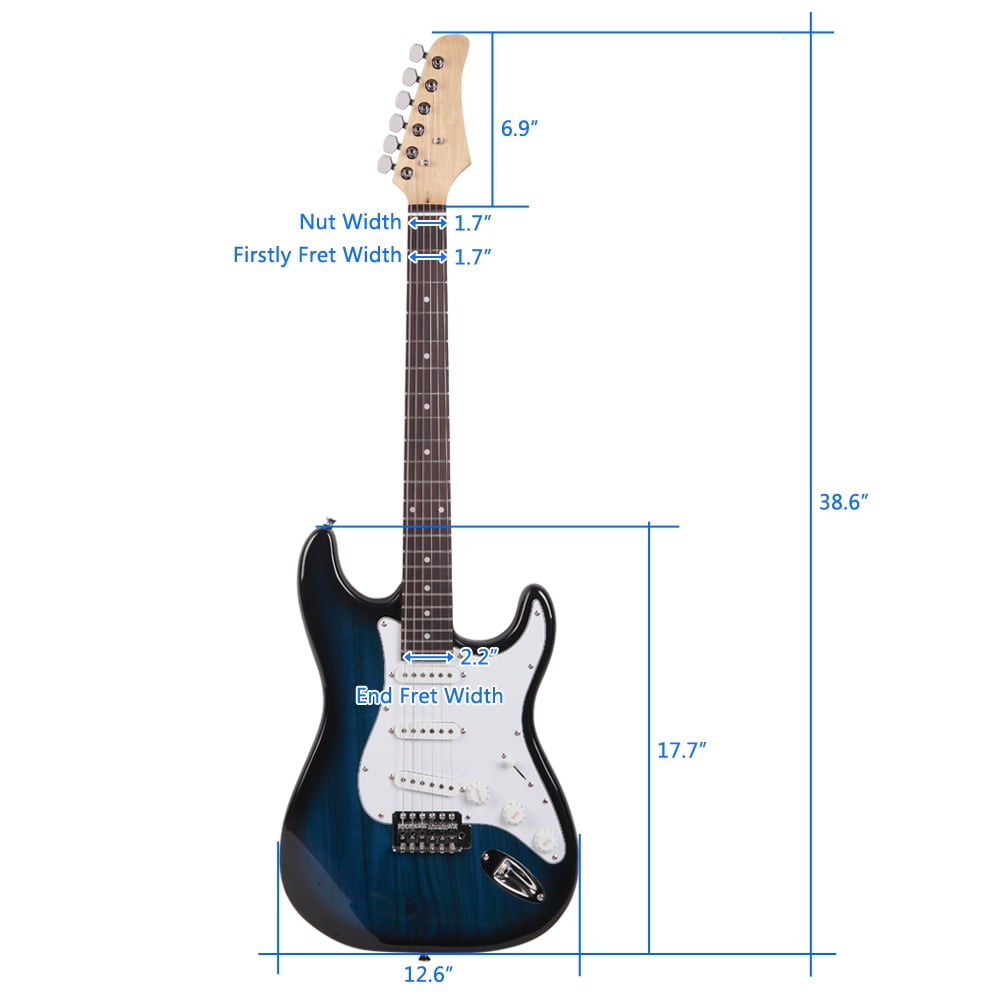 Private Jungle 39" Rosewood Fingerboard Electric Guitar with Gigbag ​Strap Amp Wire Tremolo Arm Cord for Adult Student Beginner,Blue
