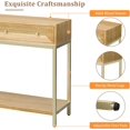 thumbnail image 4 of Console Table with Drawers, Entryway Table with Metal Frame and Geometric Design for Living Room, Natural, 4 of 15