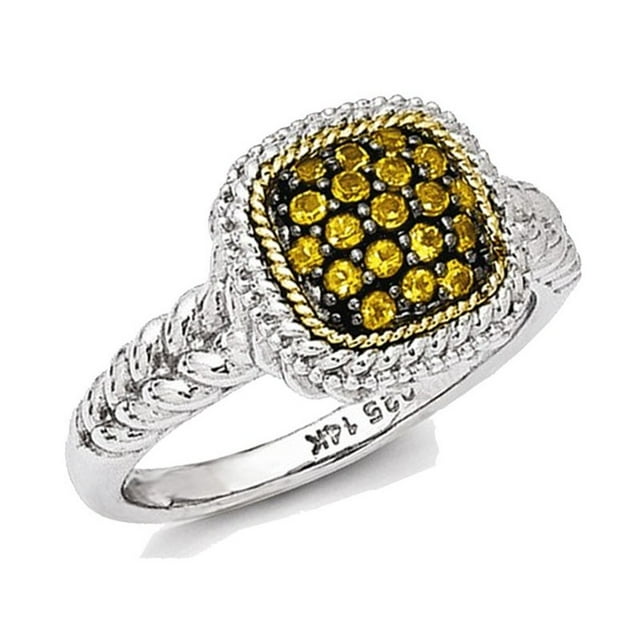 1/3 Carat (ctw) Natural Citrine Cluster Ring in Black Rhodium Sterling Silver