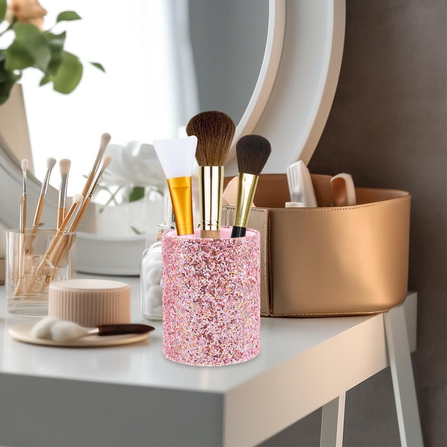 Houderco Organizador Decorativo Para Brochas De Maquillaje Rosa Portátil Para Y De Maquillaje