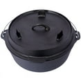 thumbnail image 6 of pre-Seasoned Cast Iron Dutch Oven With Skillet Lid, Outdoor Camping Deep Pot for Camping Fireplace Cooking BBQ Baking Campfire, Leg Base, 12 Quart, 6 of 17