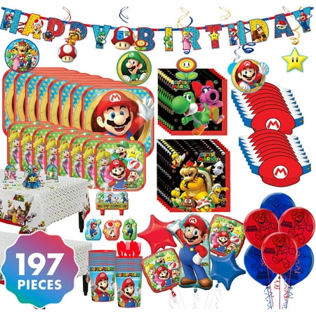 Super Mario  Party  Kit For 16 197 pc w Tableware 