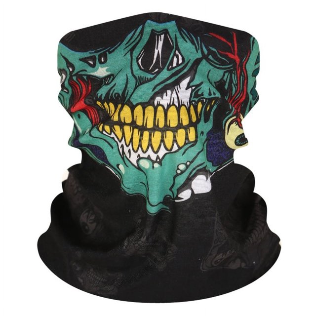Máscara de montar con capucha mágica multifuncional sin costuras, cálida toalla con cara de calavera para Halloween