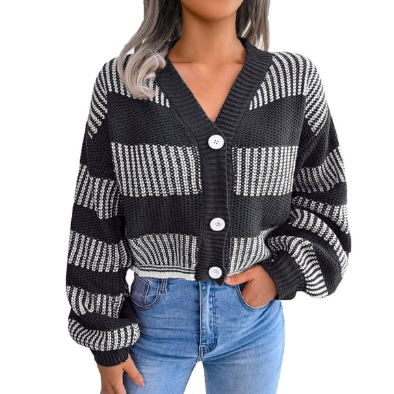 Sweaters for Women Hemlock Open Front Chunky Knit Sweater Long Sleeve Button Down Loose Short Cardigan Coat Sweater