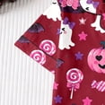 thumbnail image 6 of Huowey Halloween Pajamas For Women Set Short Sleeve Button Down Tops And Shorts 2 PC Bow Ghost Pumpkin Graphic Lapel Cute Summer Sleepwear,Wine,M, 6 of 8