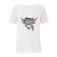 thumbnail image 3 of Blusa con estampado de cuello Rounk informal para mujer con estilo, camiseta de manga corta ahuecada, Tops de verano OAVQHLG3B Store  lin121212, 3 of 4