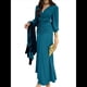 thumbnail image 3 of Vestidos de Cóctel de Sirena para Otoño e Invierno para Mujer, Larga, Escote en V, Ajustados, Maxivestido Fruncido en la Cintura. Azul Pavo Real L, 3 of 9