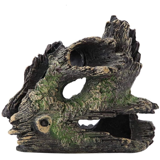 Adorno de acuario de resina, coral artificial, algas, concha, musgo flotante, piedra de madera, decoración de cuevas para el hogar, decoración de hábitat natural para peceras marinas, resina de paisaje, madera muerta ER