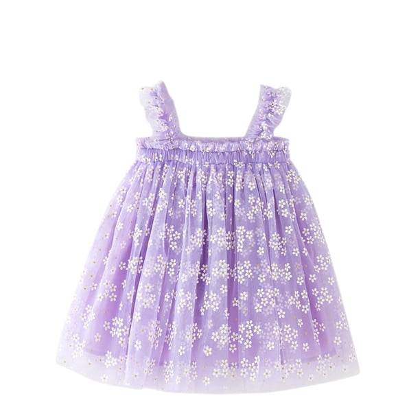 Odeerbi Niñas Verano Floral Tul Tutu Vestido Tank Vestido Cake Puffy Vestido Sin Mangas Tirante Malla Vestido de Sol