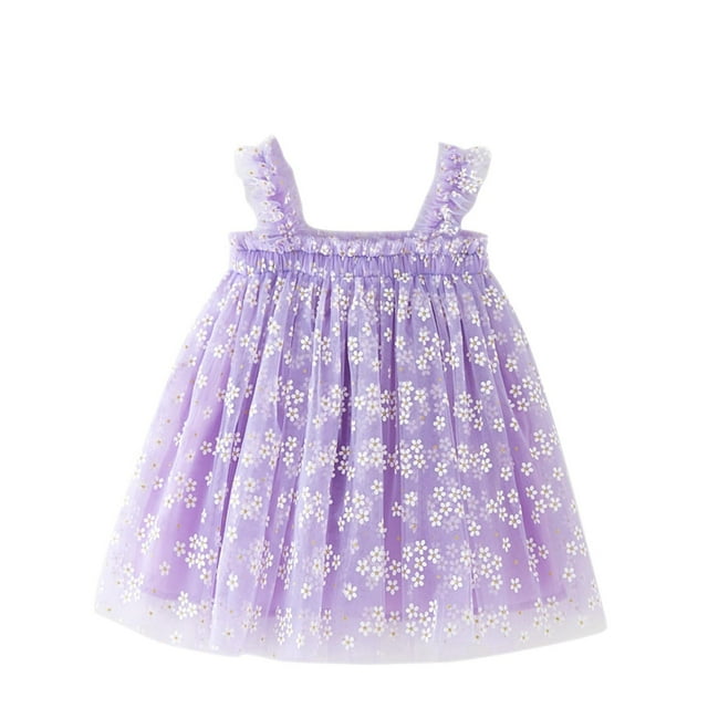 Odeerbi Niñas Verano Floral Tul Tutu Vestido Tank Vestido Cake Puffy Vestido Sin Mangas Tirante Malla Vestido de Sol