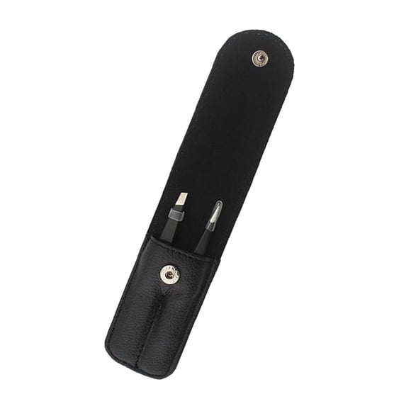 Pinzas de Punta Plana Sunnimix de Acero Inoxidable para Ceja Con Estuche de Cuero Negro