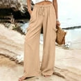 thumbnail image 7 of Hrsba Linen Cargo Pants Women High Waisted Elastic Drawstring Waist Loose Solid Color Long Pants With Pockets, 7 of 7