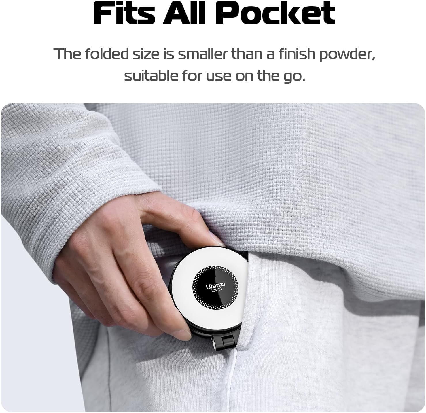 Ulanzi LM19 MagSafe Light Portable Selfie Light for iPhone 16 15 14 13 12 Pro Max Fill Light Phone Stand for Selfie Video Vlog