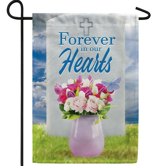 America Forever Garden Flag - Gone But Never Forgotten, Cemetery Memorial Religious Bereavement Double Sided 12.5" x 18" Decor, Seasonal Yard Outdoor Decorative Flag
